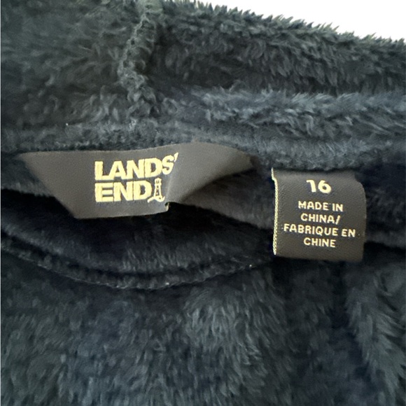Lands' End Midnight Blue Fleece Robe - Picture 3 of 3